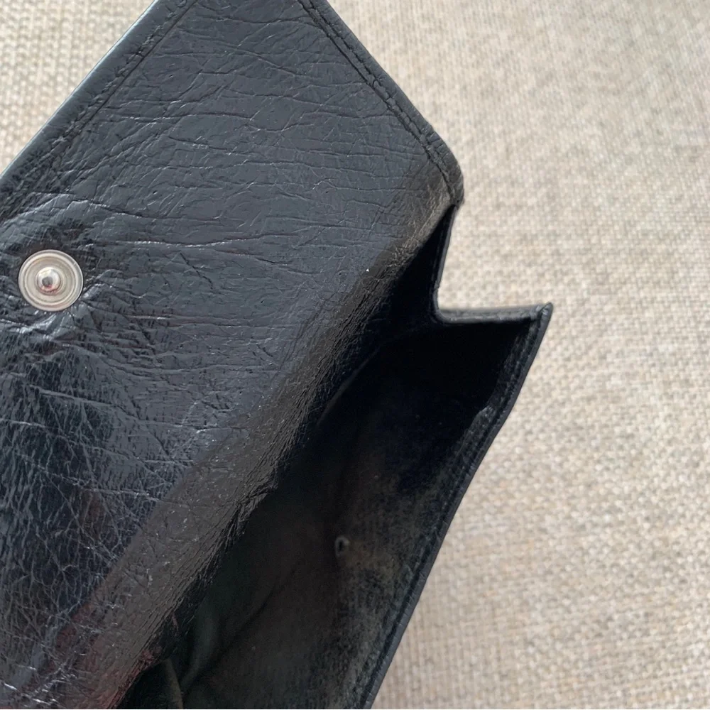 Gucci Ostrich Leather Black Wallet Compact Bifold Coin Pocket Italy Designer - Picture 7 of 12